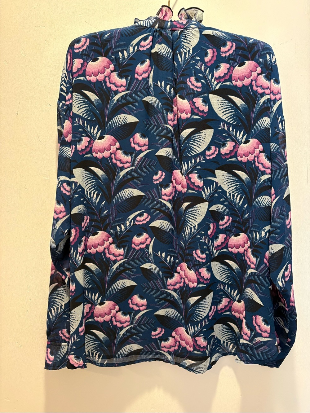 Floral Print Women's Blouse - Blue & Pink - Picture 4 of 6